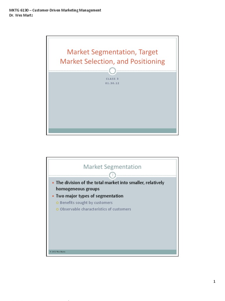 Market Segmentation, Target Market Selection, and Positioning | PDF ...