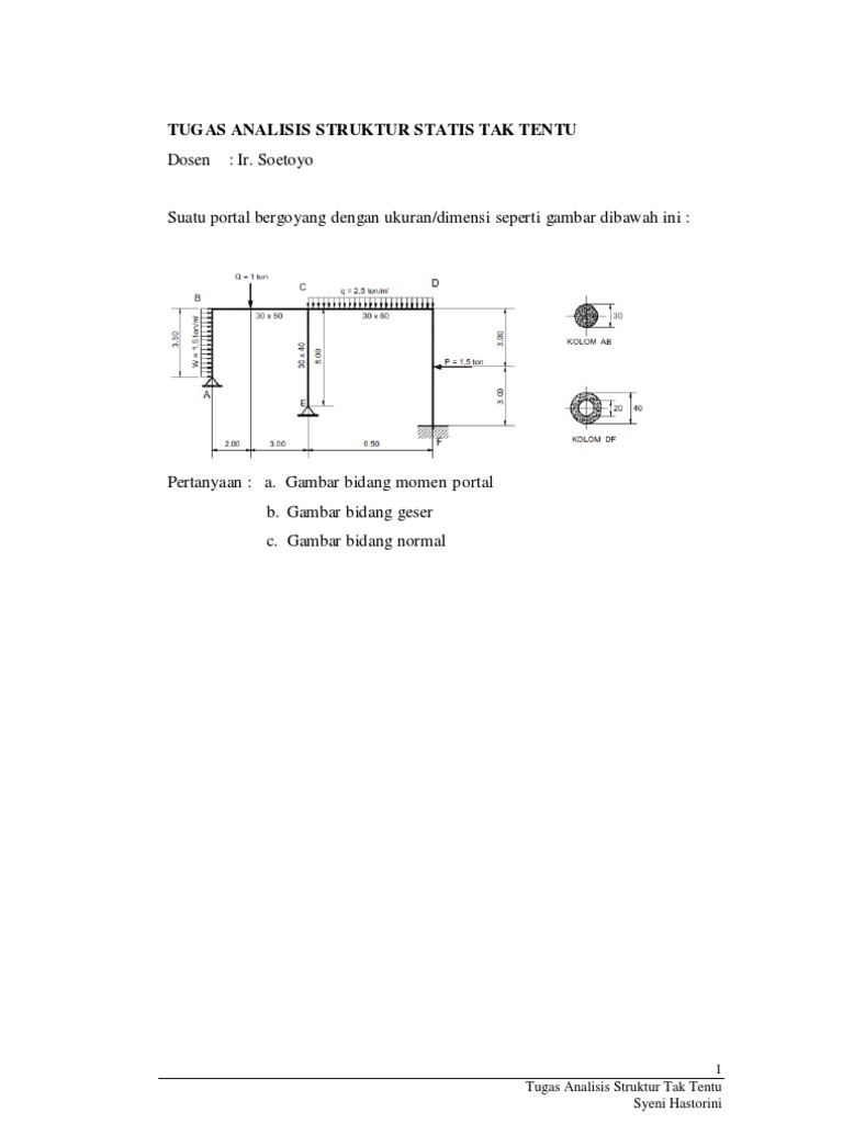 Contoh Soal Analisa Struktur 2 Portal - Contoh Soal Terbaru