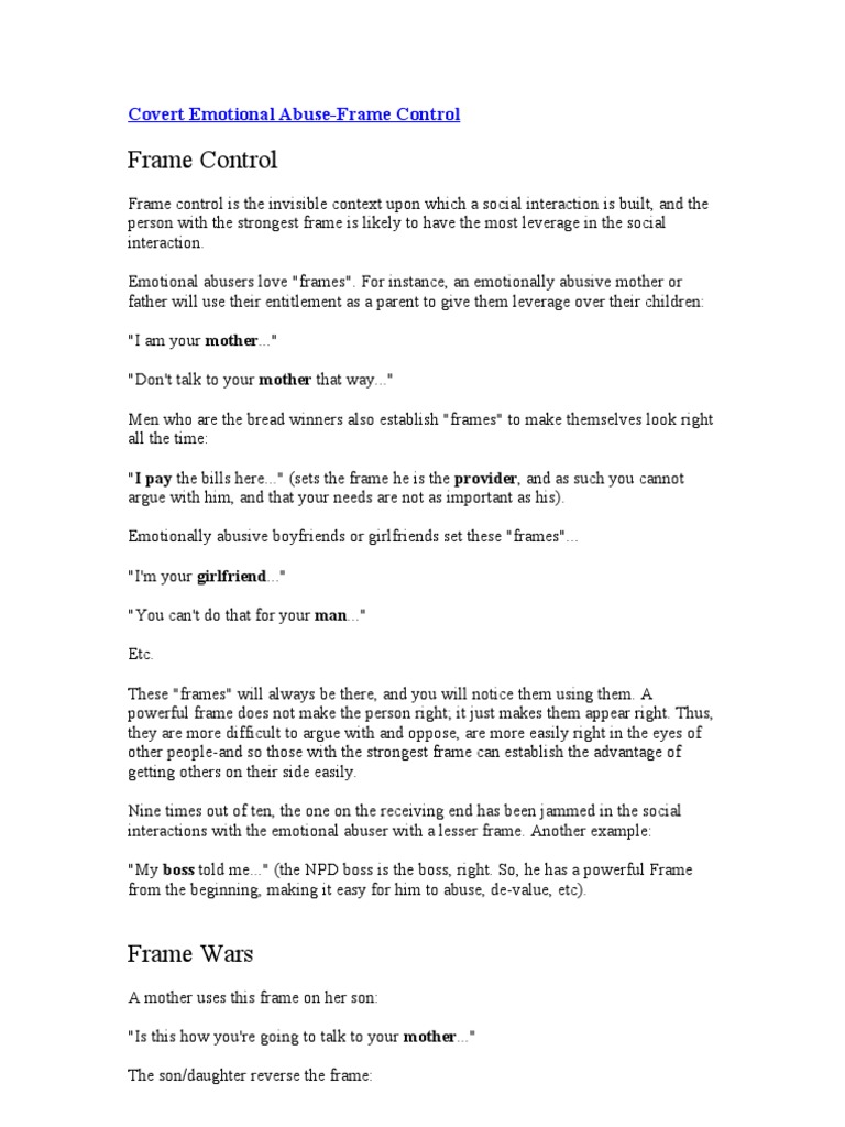 Frame Control | PDF | Perception | Psychological Concepts