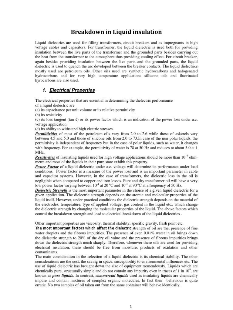 Liquid Dielectric Breakdown Analysis | PDF | Electrical Breakdown ...