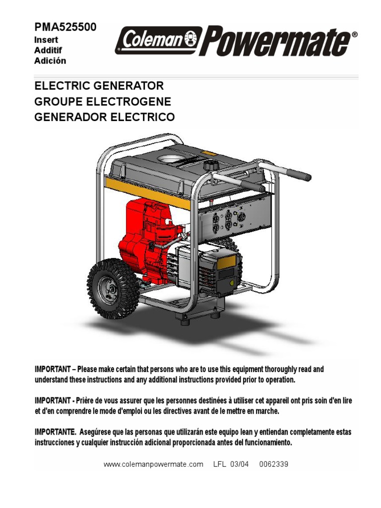 Coleman Powermate 5500 Generator Manual | PDF | Screw | Manufactured Goods