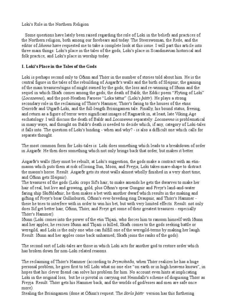 Loki's Complex Role in Norse Myths | PDF | Loki | Germanic Deities