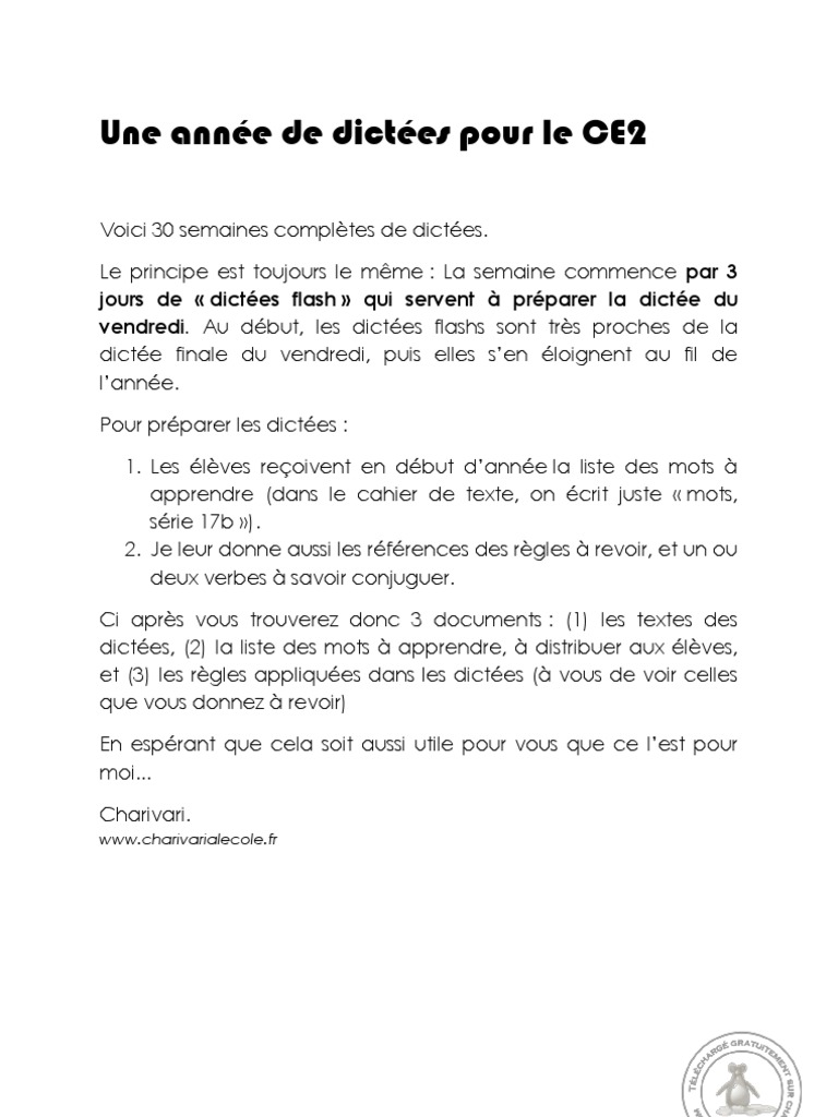 Dictee Ce2 Pdf Chameau Oiseaux