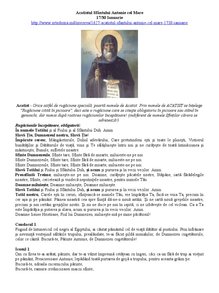 Acatistul Sf Antonie Cel Mare