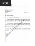 Resignation Letter - 24 Hour Notice - Template