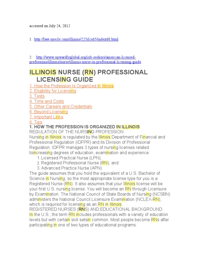 IL RN NCLEX REQUIREMENTS National Council Licensure Examination Nursing