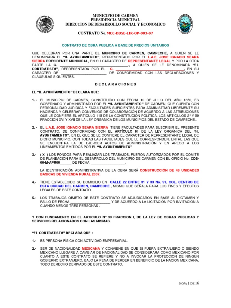 CONTRATO DE OBRA PUBLICA
