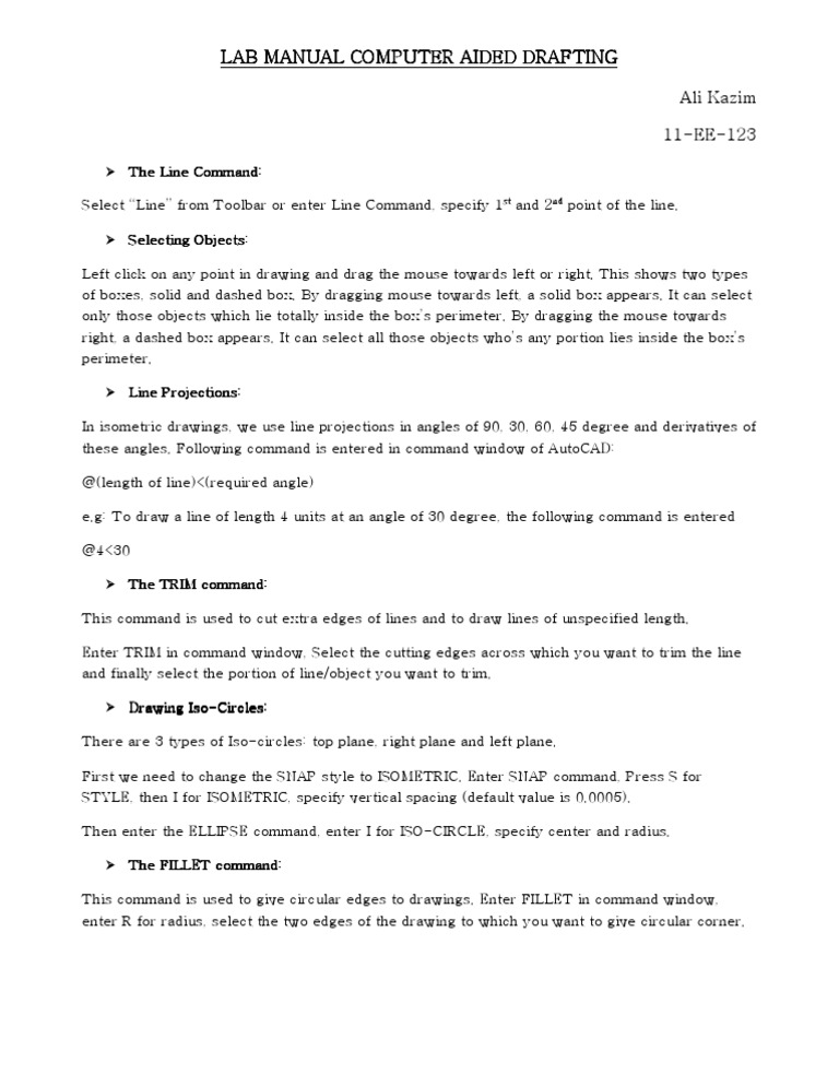 Lab Manual Computer Aided Drafting Lab Manual Computer Aided Drafting ...