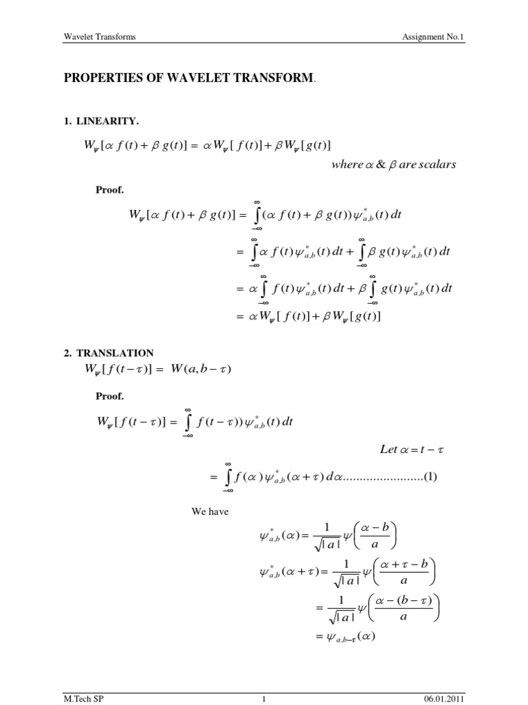 Wavelet Transform Properties | PDF | Teaching Methods & Materials