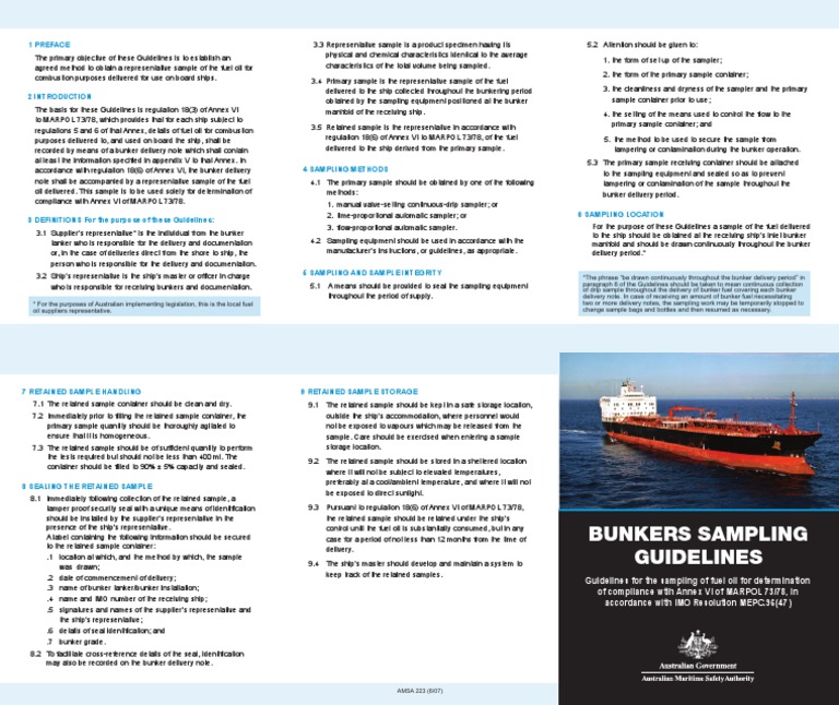 Bunker Sampling Guidelines and Retention | PDF | Fuel Oil | Oil Tanker