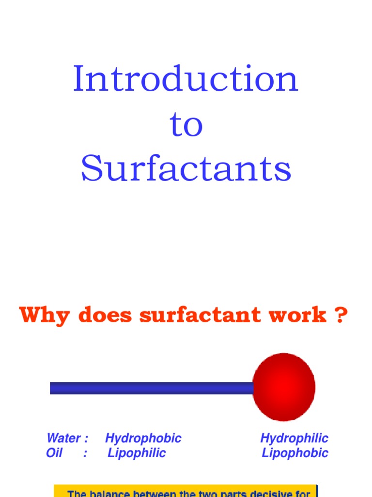 Introduction To Surfactants | PDF | Surfactant | Emulsion