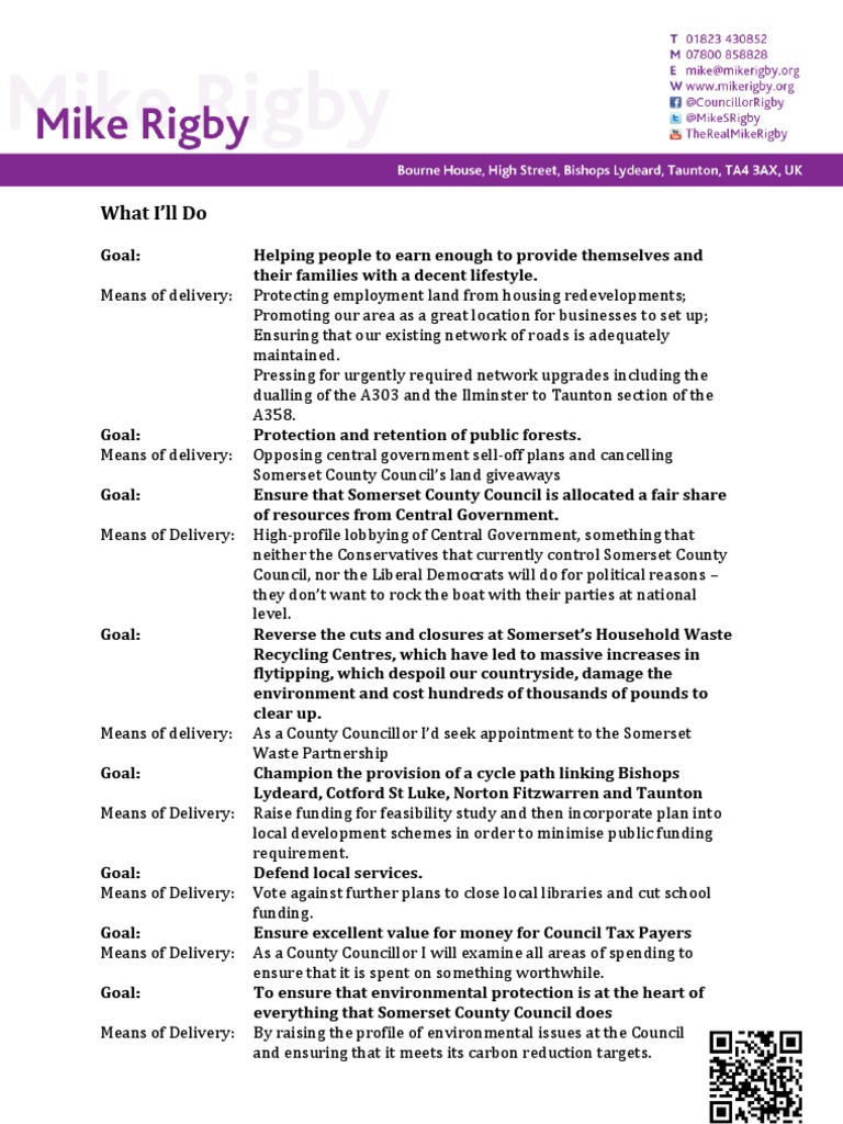 What Mike Rigby Will Do As County Councillor | PDF | Home & Garden ...