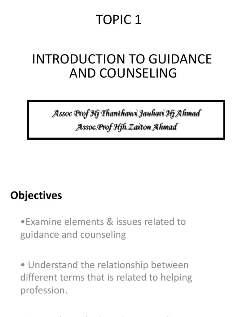 Introduction to Guidance and Counseling | PDF | Counseling Psychology ...
