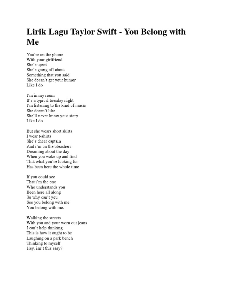 Lirik Lagu Bahasa Inggris  Lirik Lagu Bahasa Inggris