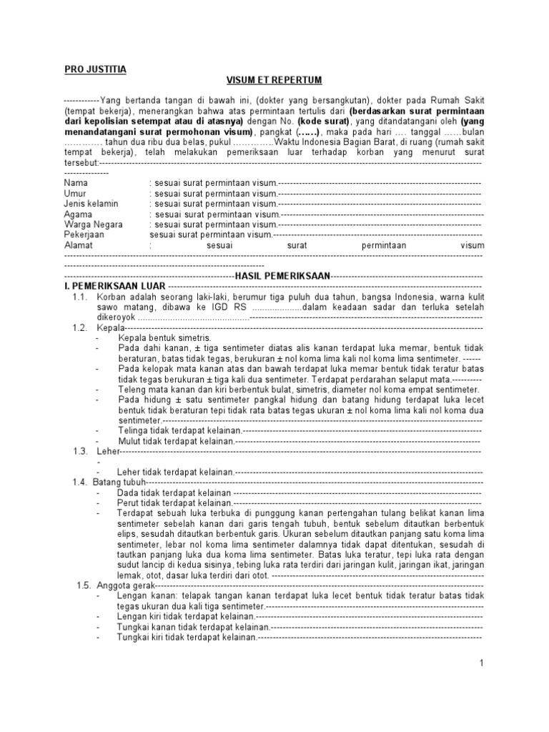 Contoh Surat Visum Et Repertum Informasi Seputar Dunia