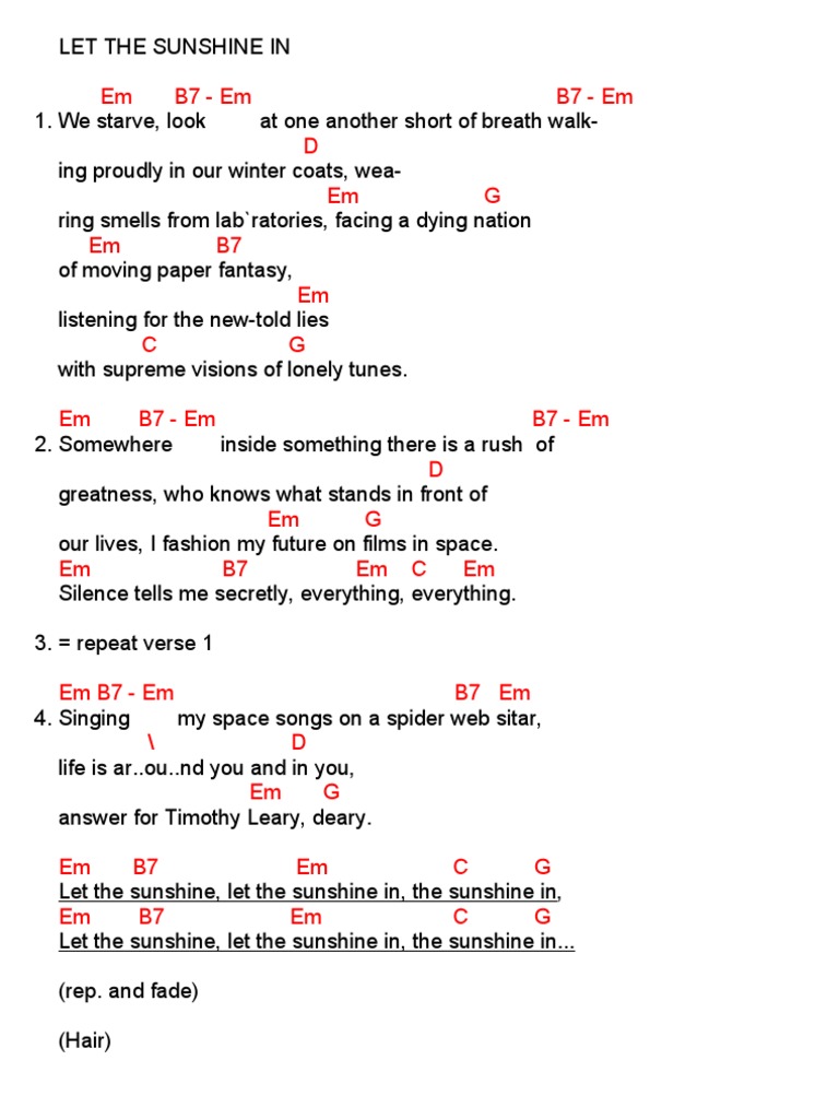 Hair - Let The Sunshine in | Download Free PDF | Entertainment (General)