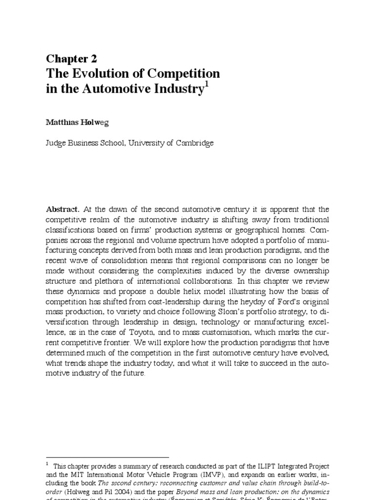 Evolution of Automotive Industry Competition | PDF | Supply Chain ...