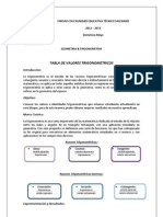 Tabla de Funciones Trigonometricas