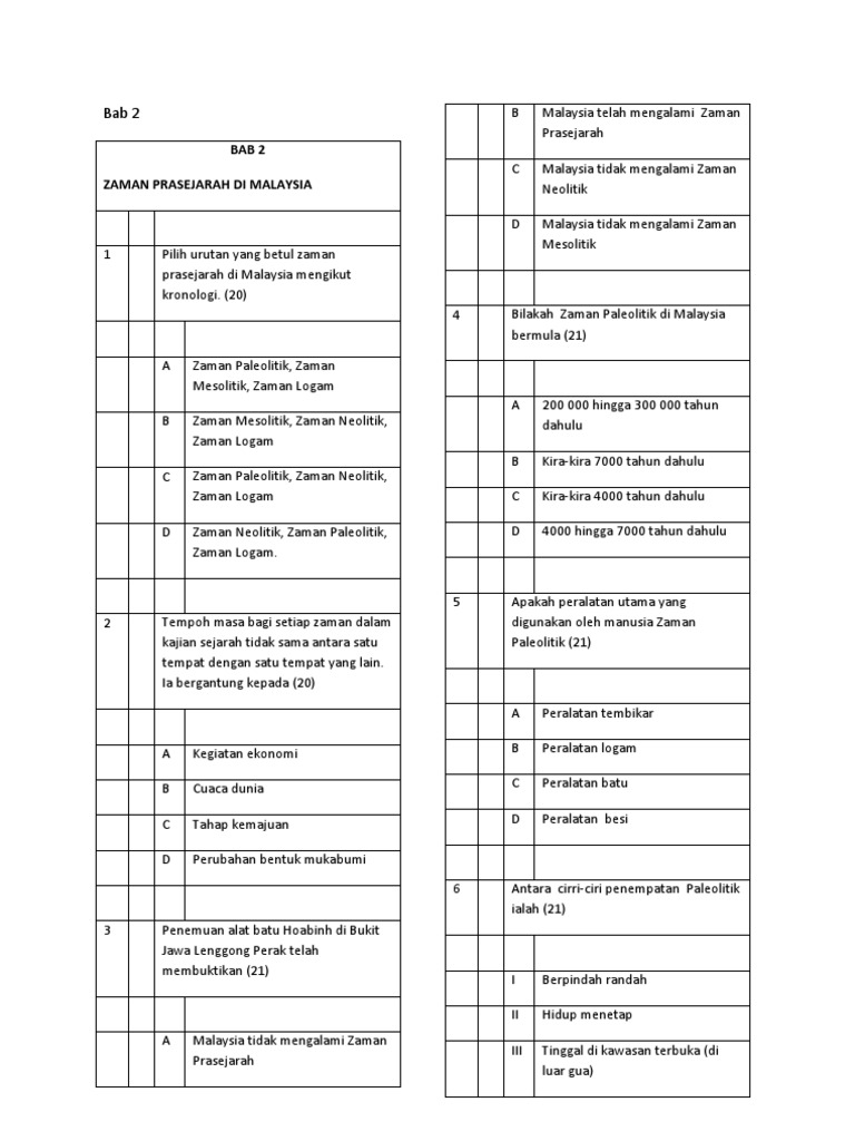 Latih Tubi Sejarah Tingkatan 1 Bab 2 Pdf