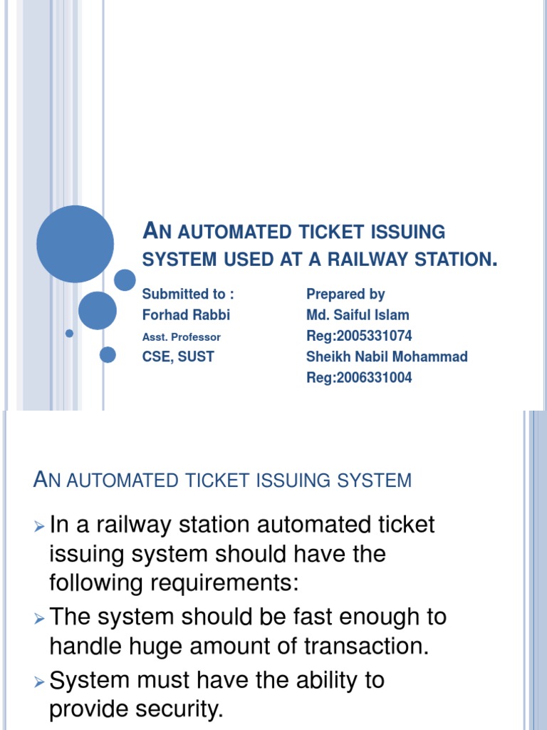 An Automated Ticket Issuing System Object Computer Science Client Server Model