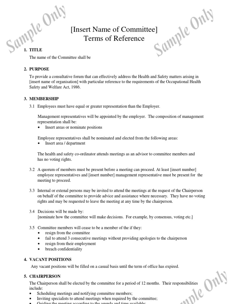 (Insert Name of Committee) Terms of Reference 1. Title Download Free