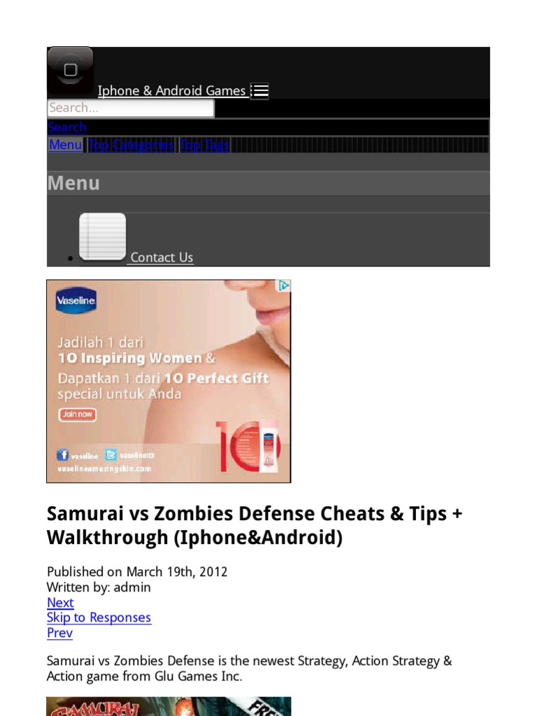 Samurai Vs Zombies Defense Cheats & Tips - Walkthrough (iPhone&Android ...