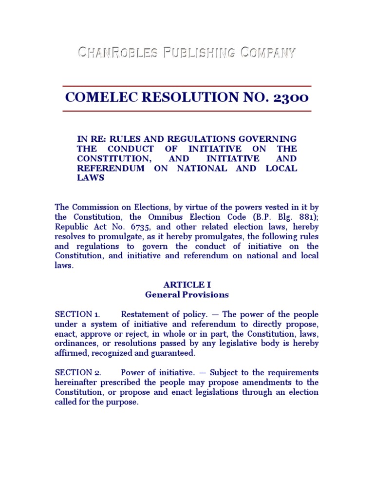 Comelec Resolution | PDF