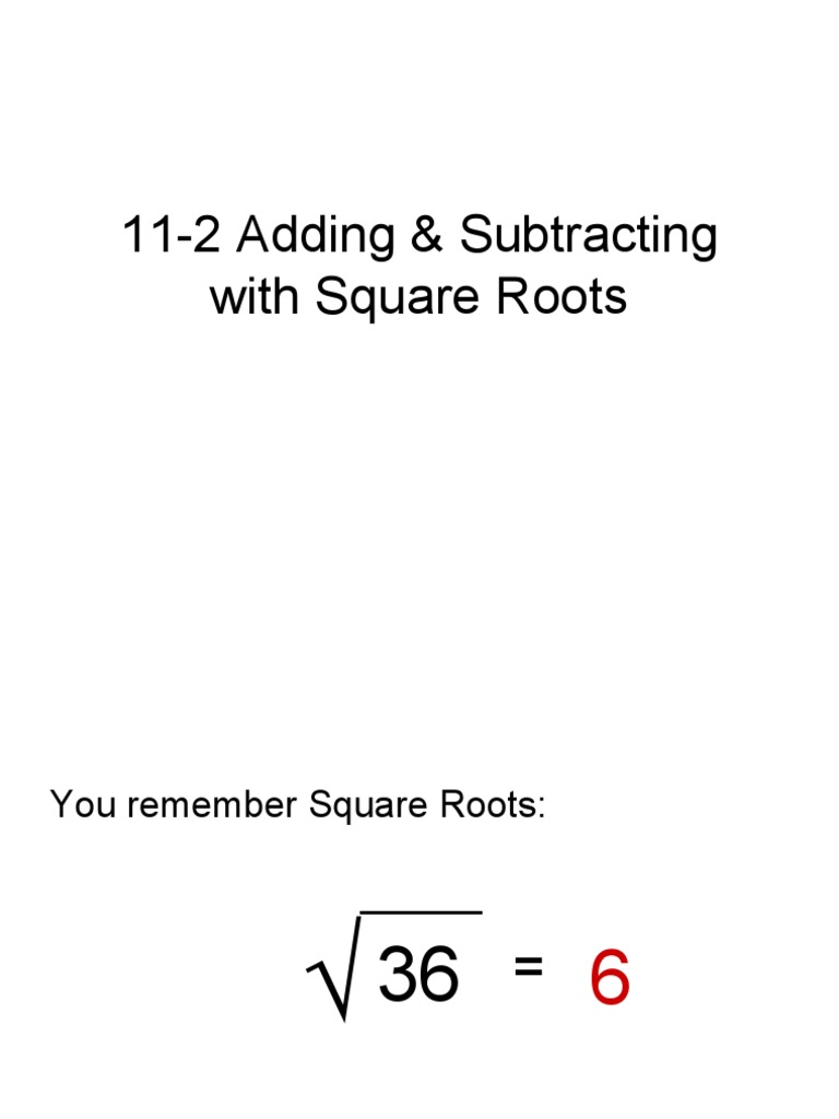 Adding & Subtracting Square Roots | PDF