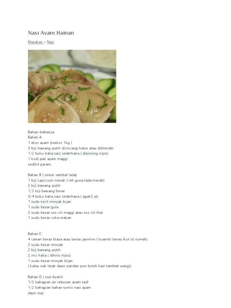Nasi Ayam Hainan Pdf