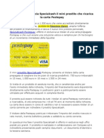 Massimo Sarmi: Specialcash Il Mini Prestito Che Ricarica La Carta Postepay