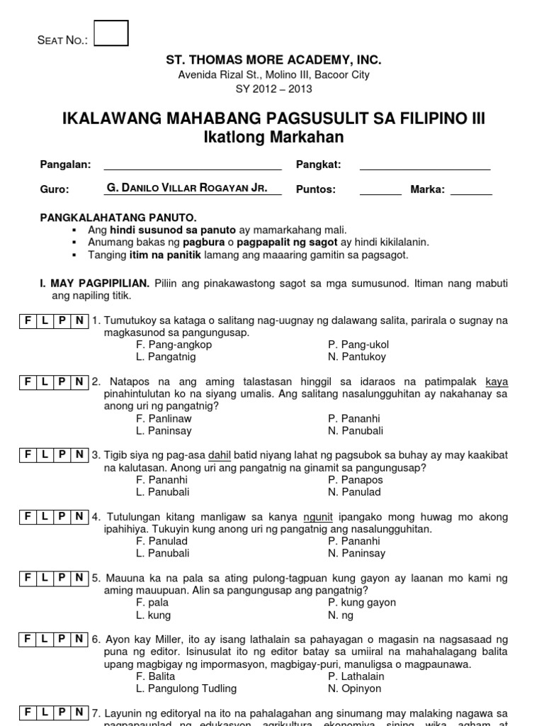 Pang Ukol Worksheet For Grade 2