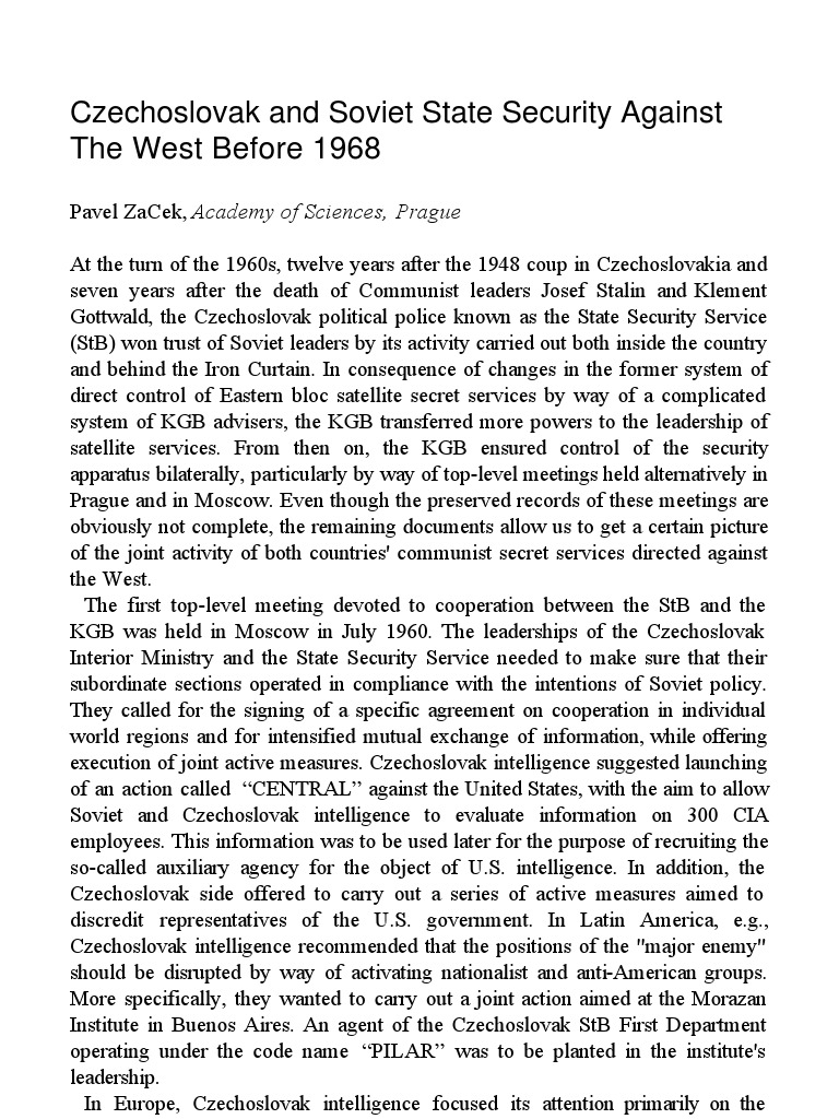 Czechoslovak and Soviet State Security Against The West Before 1968 ...