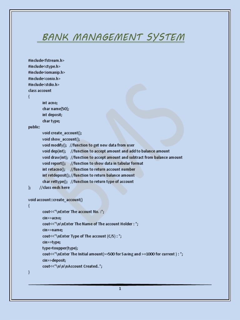 C++ Project For Bank Management | PDF | Operating System Families ...