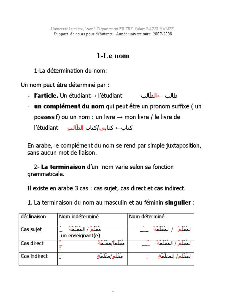 Grammaire Arabe Tome 2 Pdf PDF Resume de Grammaire-2 PDF | PDF | Genre grammatical | Verbe
