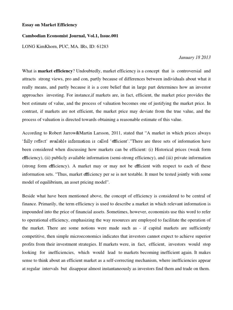 Efficient market hypothesis essay picture