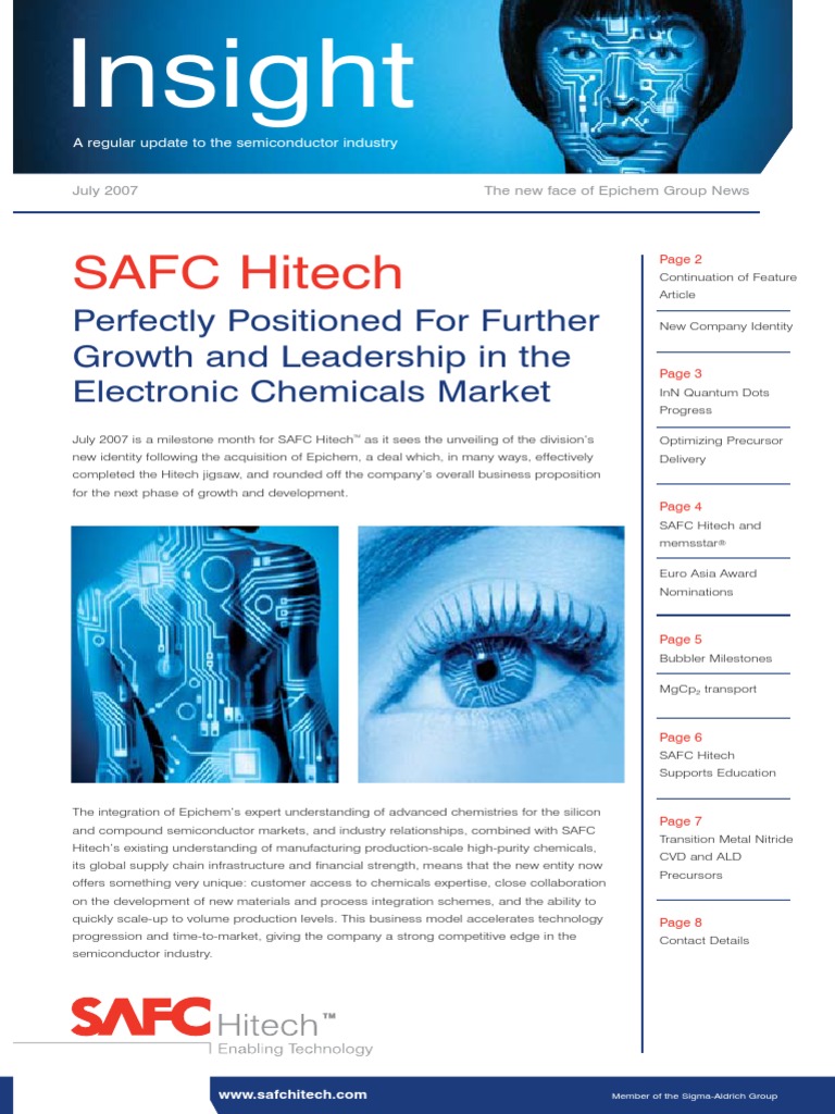SAFC Hitech Insight Newletter - July 2007 | PDF | Silicon | Nanotechnology