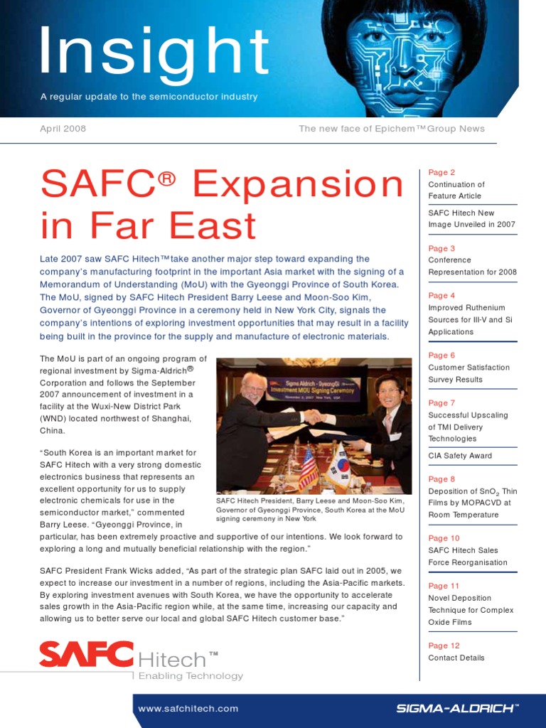 SAFC Hitech Insight Newletter - April 2008 | PDF | Chemical Vapor ...