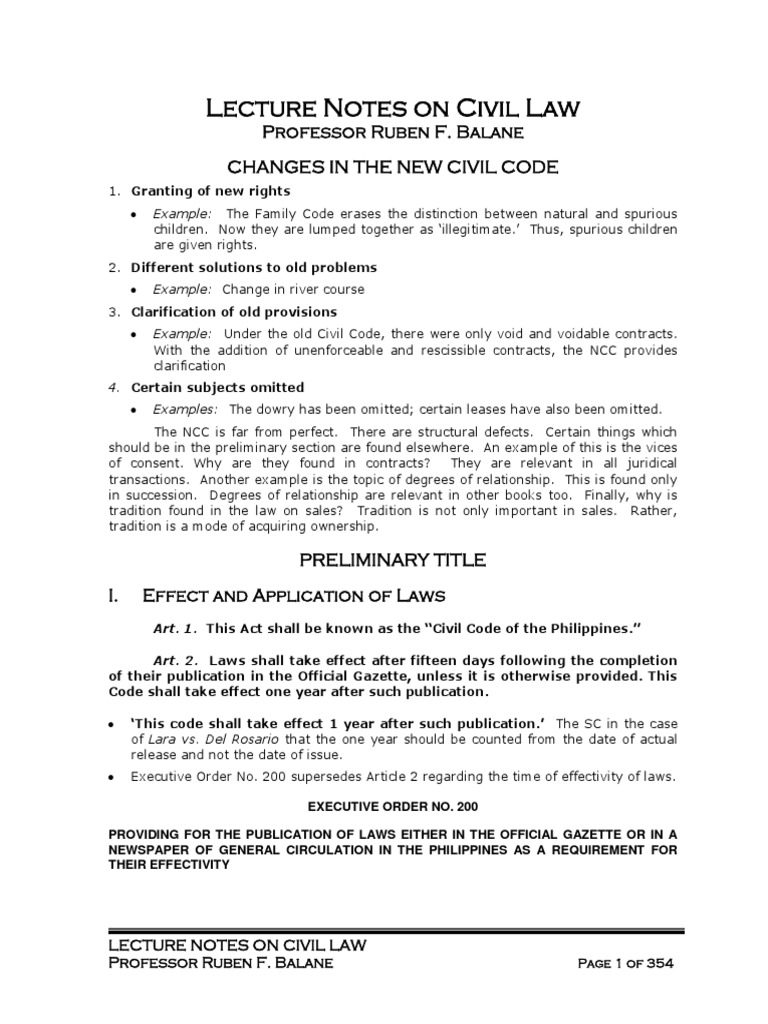 Civil Law Changes and Applications Overview | PDF | Burden Of Proof ...