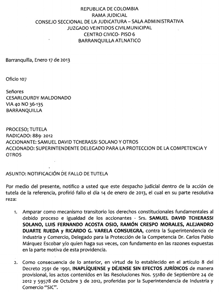 Fallo Juzgado 22 Civil Municipal | PDF | Debido al proceso | Caso de ley