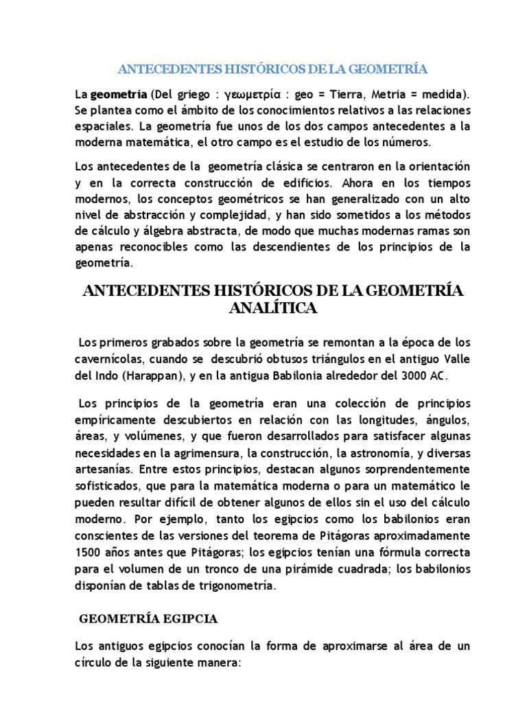 Antecedentes históricos de la Geometria Pi Geometría