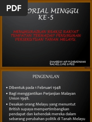 Reaksi Rakyat Kepada Persekutuan Tanah Mekayu 1948  PDF