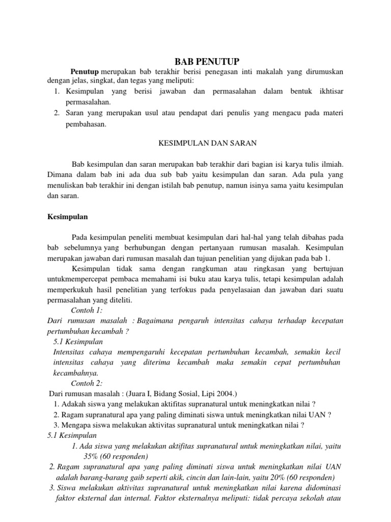 Contoh Kesimpulan Dan Saran Makalah Download Format Microsoft Word - Riset