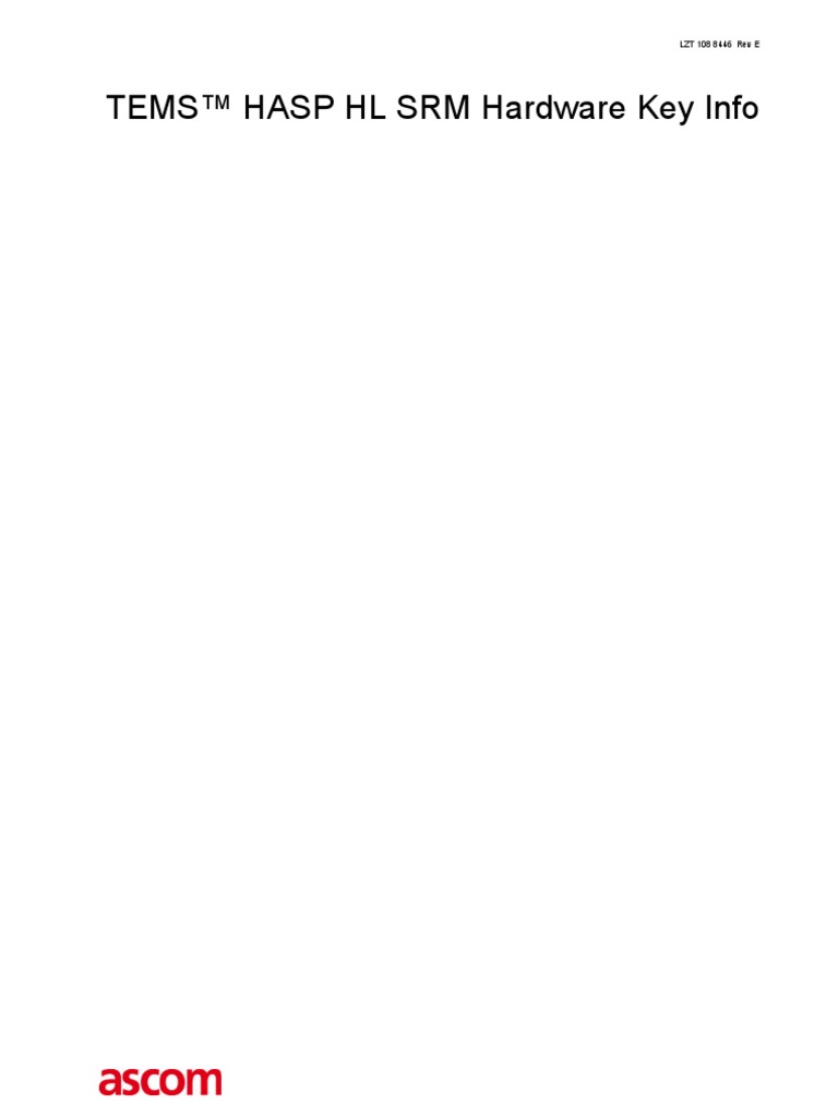 Tems Hasp HL SRM Hardware Key Info PDF Computer Hardware