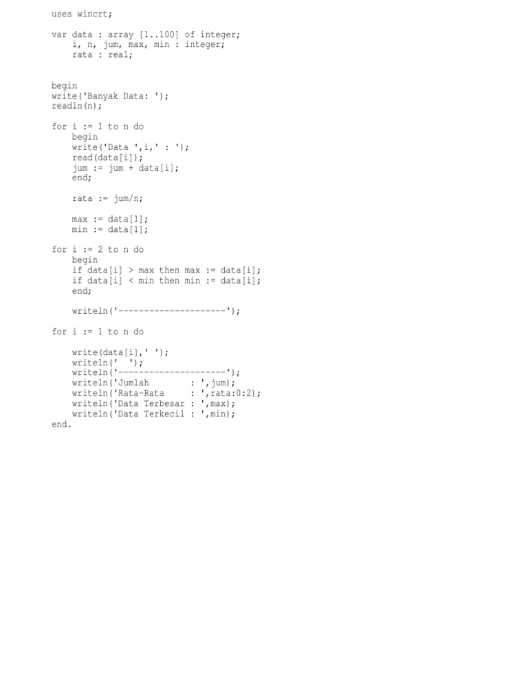 Menghitung Jumlah, Rata-Rata, Data Max Dan Min Dengan Array | PDF