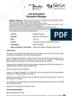 Job Description Reception Manager: Aspect Health LTD
