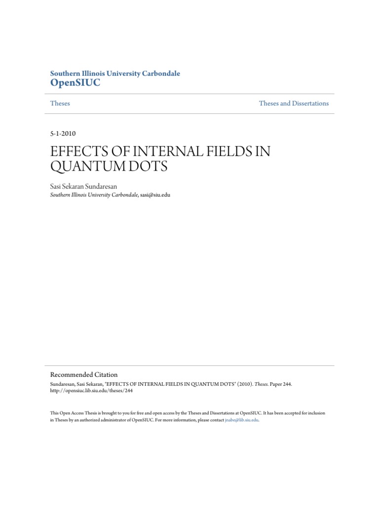 Effects of Internal Fields in Quantum Dots: Opensiuc | PDF | Mosfet ...