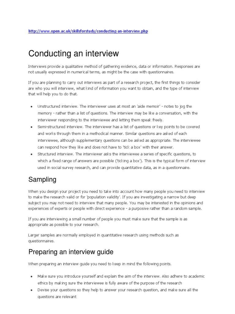 How To Conduct An Interview | PDF | Interview | Question