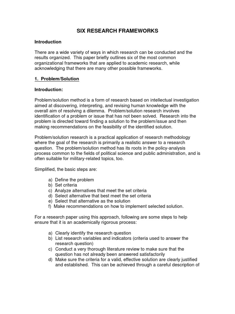 Six Common Research Frameworks Explained | PDF | Survey Methodology ...