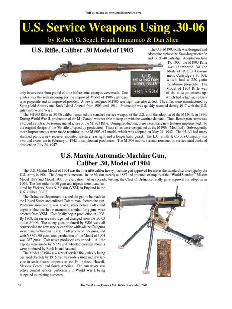 U.S. Service Weapons in .30-06 Caliber | PDF | Machine Gun | Rifle