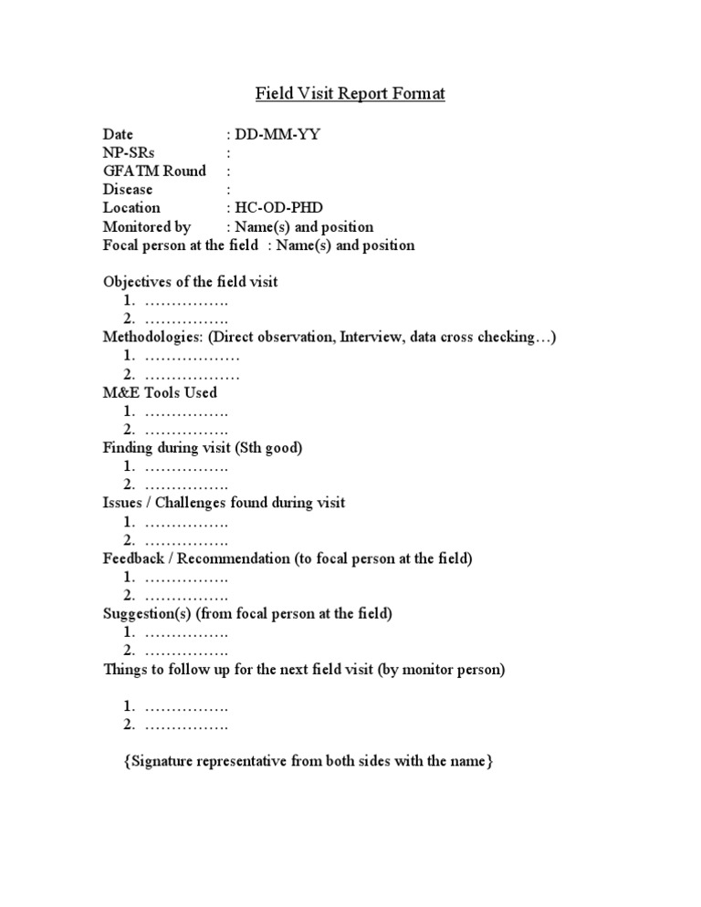 Field Visit Report Template | PDF